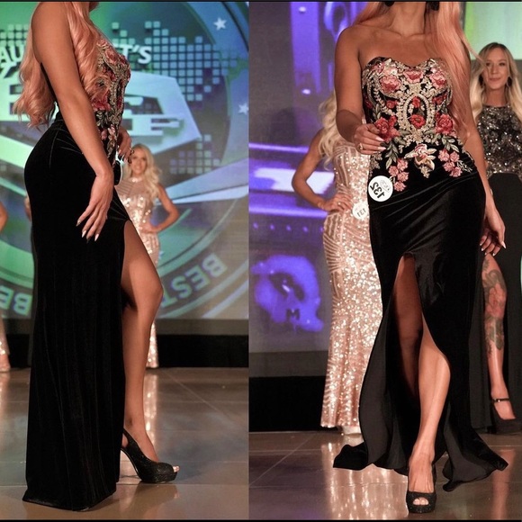 David’s Bridal Strapless Floral Dress - Picture 1 of 5